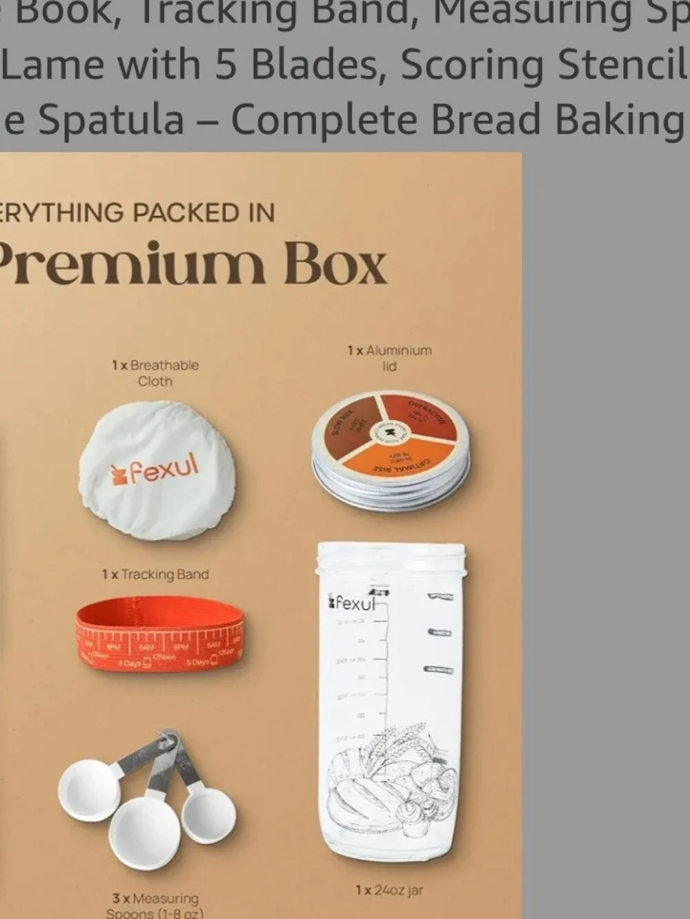 Sourdough Starter Kit. Jar, Tracking, Temperature, Lid & Cover. New